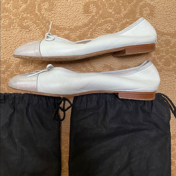 Chanel ballerina flats light blue silver toe cap - Picture 10 of 16